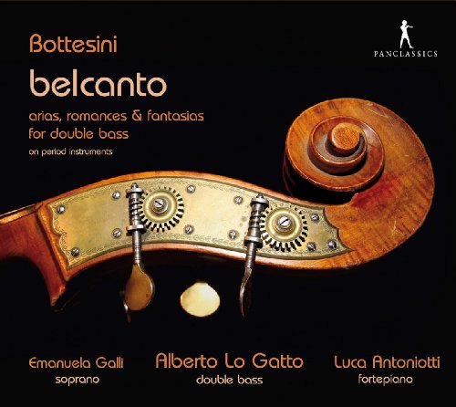 CD cover featuring a double bass scroll against a black background with orange text.