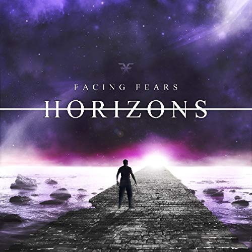 Album cover: a man walks a path towards a purple and white galaxy.