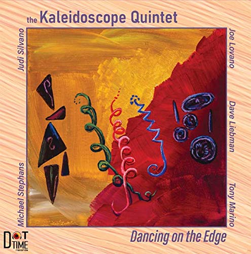 "Kaleidoscope Quintet" CD cover featuring abstract art on a wood grain background.
