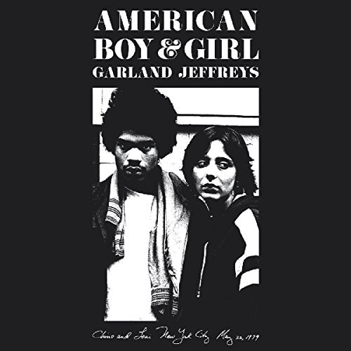 "Black and white album cover featuring a man and woman standing together."