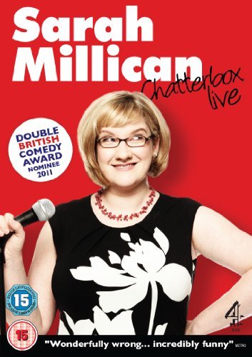 DVD cover featuring Sarah Millican holding a microphone, wearing a black floral dress.