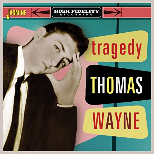 "CD cover with Thomas Wayne's portrait and 'tragedy' title on a teal background."