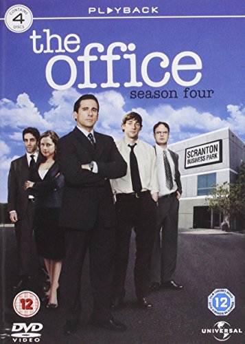 "The Office Season 4 DVD cover featuring five office workers outside a building."