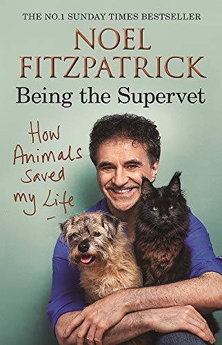 Book cover featuring a man holding a dog and cat, with title and author's name.