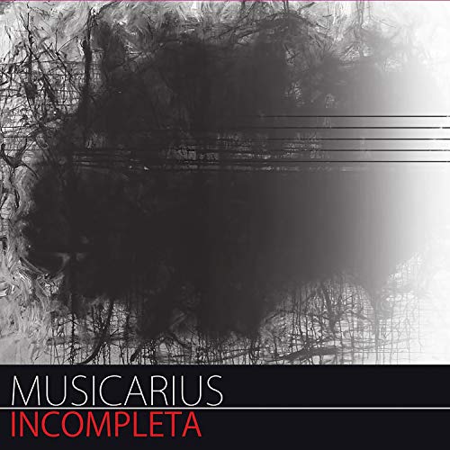 "CD cover with abstract black and white design, 'Musicarius' and 'Incompleta' text."