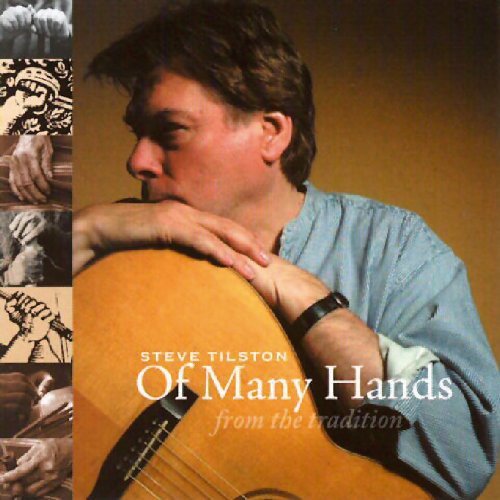 "Album cover with a man holding a guitar and hand images on the side."
