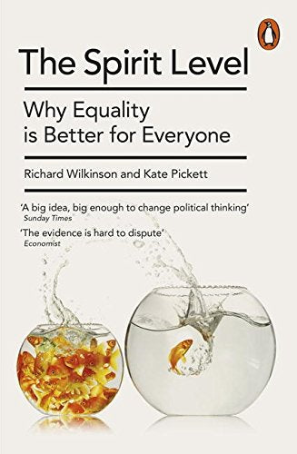 Book cover of "The Spirit Level" showing two fishbowls, one overfilled and one balanced.