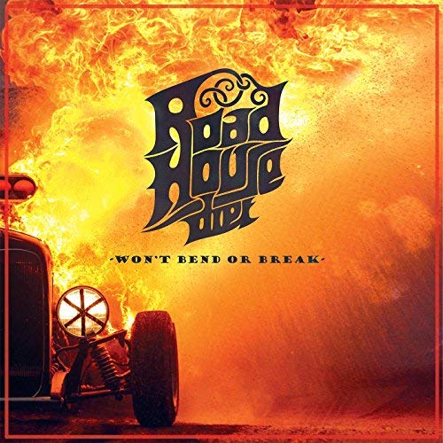 "Album cover with a burning car and 'Roadhouse Diet' stylized text."