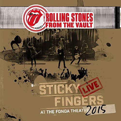 "Brown DVD cover with Rolling Stones band performing on stage, logo, and text."