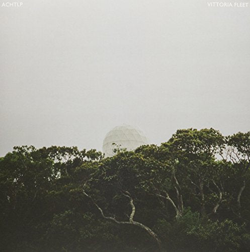 "Album cover featuring a white dome behind a treetop canopy on a gray day."