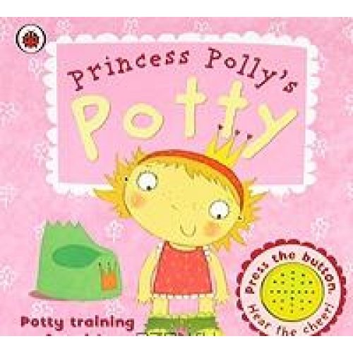 "Children's book cover featuring cartoon princess on potty with 'potty' title on pink background."