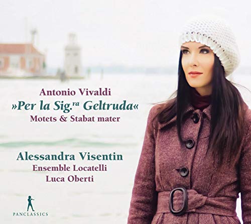 Woman in a pink coat and white hat on a CD cover.