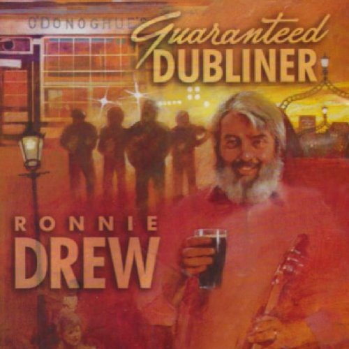 "Album cover featuring Ronnie Drew holding a pint and guitar, with Dublin street scene."