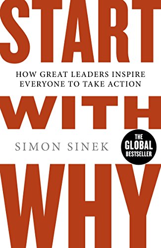 The image depicts a book cover with the title "START WITH WHY" in large red letters. For accessibility purposes, a suitable alt text could be: "Book cover with 'START WITH WHY' in large red letters on a white background."