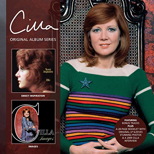 Cilla Black album cover featuring a smiling woman in a green striped sweater.