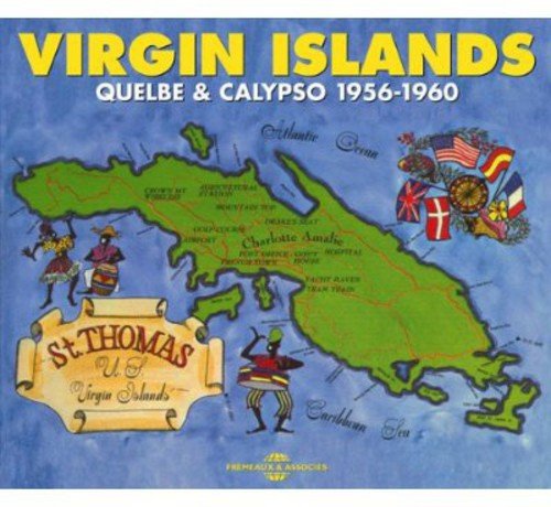 "Album cover with a map of the Virgin Islands and dancing figures."