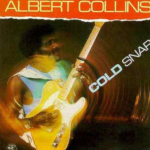 "Album cover with a man playing a yellow electric guitar, titled 'Albert Collins - Cold Snap'."