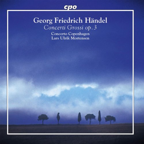 A blue-toned CD cover with trees and white text in a white border.
