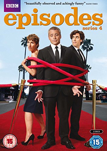 DVD cover for "Episodes - Series 4" featuring three actors on a red carpet.