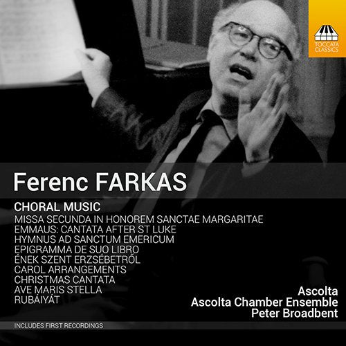 Black-and-white CD cover featuring a man holding sheet music, with white text overlay.