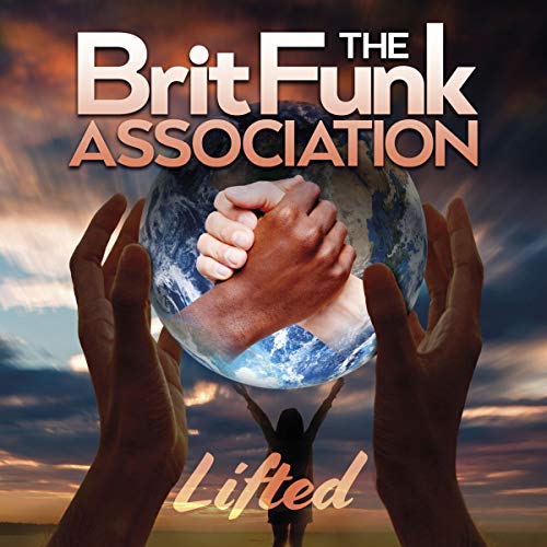 "CD cover art: hands holding Earth, person with raised arms, cloudy sky."
