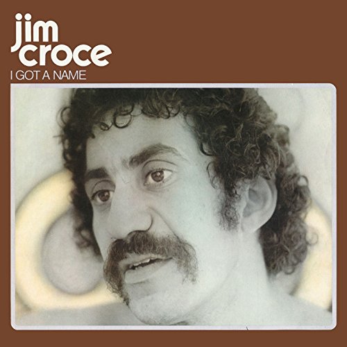 "CD cover with a black and white photo of Jim Croce on a brown background."