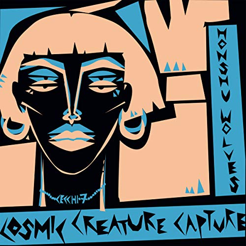Album cover with a stylized illustration of a woman's face in black, blue, and peach.