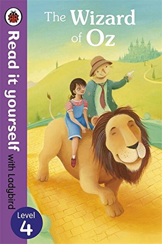 "Children's book cover: a girl on a lion with a man pointing ahead."