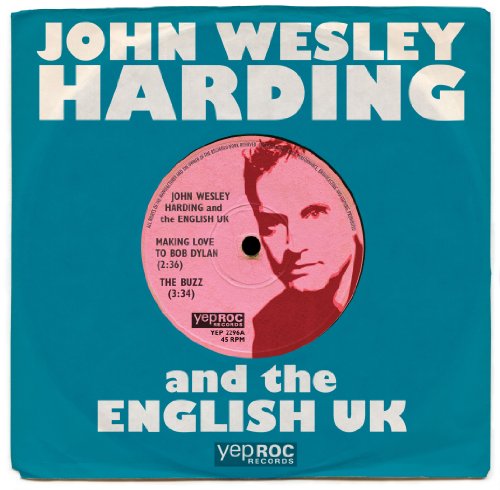 Teal vinyl record sleeve with a red-toned record and a man's portrait.