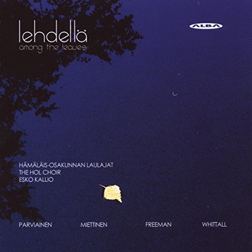 A CD cover with a dark blue background, tree silhouettes, and a yellow leaf.