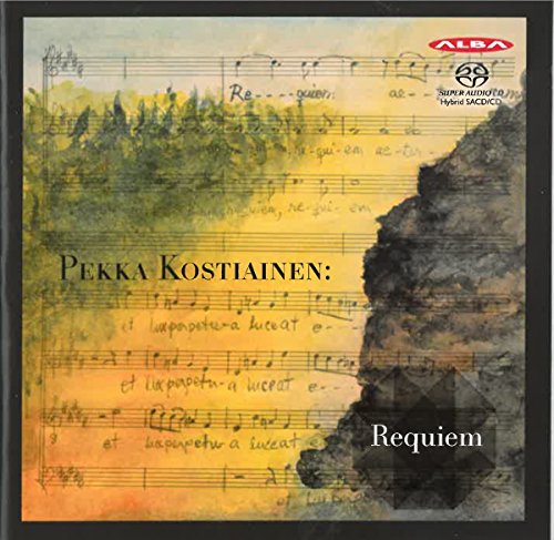 A CD cover featuring a watercolor forest landscape and sheet music with text overlay.