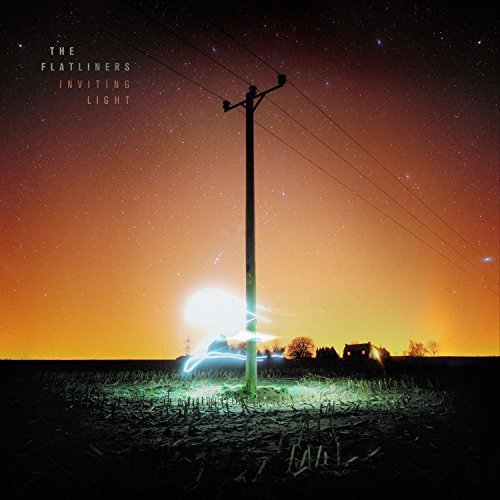 "CD album cover with a glowing utility pole against an orange sky."