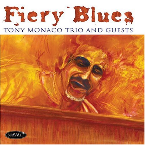 "Fiery Blues" CD cover featuring a man singing with fiery background.