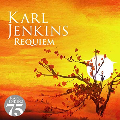 "Karl Jenkins Requiem CD cover featuring a tree with red leaves against a sunset."