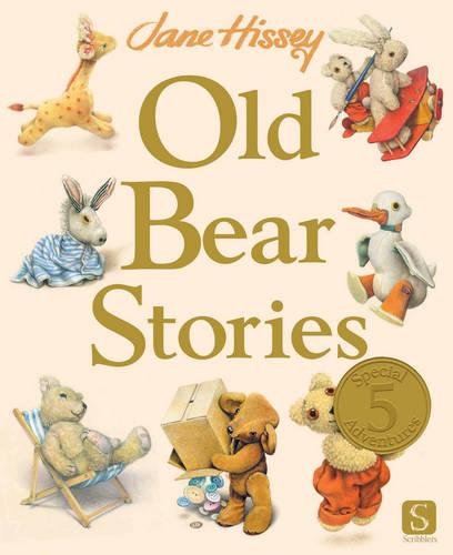 "Book cover featuring teddy bears in various poses, with title 'Old Bear Stories' in gold."