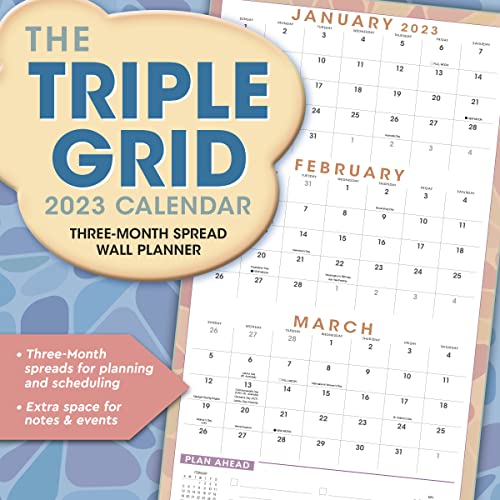 The Triple Grid 2023 Calendar: Three-month Spread Wall Planner (WALL 16 MONTH)