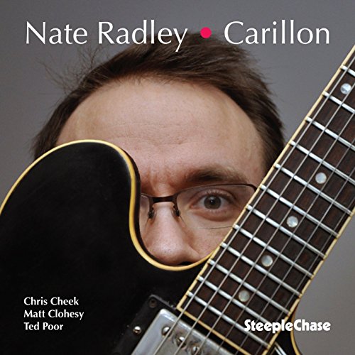 A man with glasses holds a guitar, partially covering his face, on a gray background.