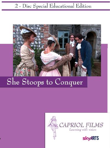 DVD cover for "She Stoops to Conquer" showing actors in 18th-century attire.