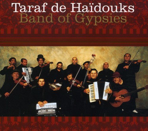 "CD cover featuring a group of men playing various musical instruments, dressed in black."