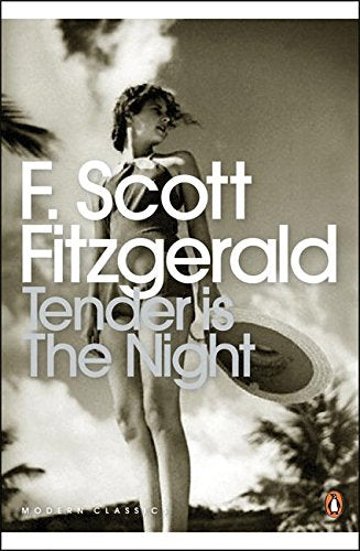 "Tender is the Night" book cover featuring a sepia-toned woman in a swimsuit holding a hat.
