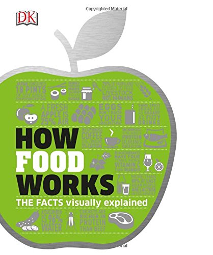 "Book cover with green apple graphic and 'How Food Works' title on a white background."