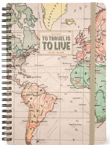 Legami - Large Spiral Weekly Calendar, 12 Months, from January 2024 to December 2024, Folding Planner 2024/2025, Elastic Closure, Final Pocket, Address Book, 15x21 cm, Travel Theme