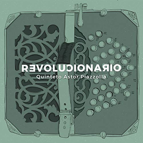 "CD cover featuring a green-toned illustration of an accordion with 'Revolucionario' text."