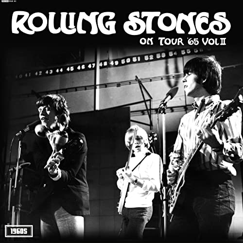 Black and white album cover of The Rolling Stones performing onstage.