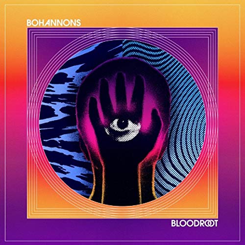 "Album cover with hand and eye, gradient background, 'Bohannons' and 'Bloodroot' text."