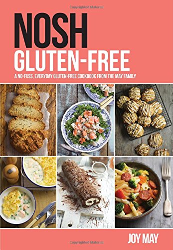 Gluten-free cookbook cover with images of various dishes and salmon-colored background.