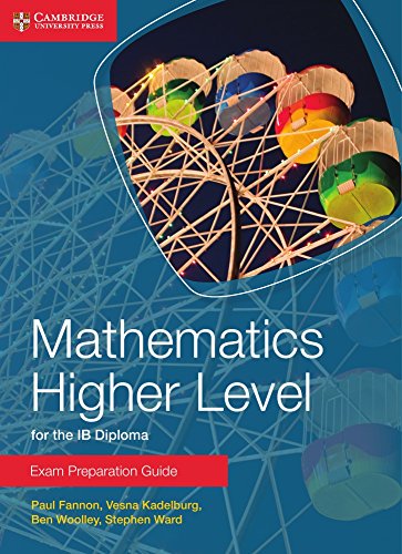 "Blue textbook cover with geometric shapes and 'Mathematics Higher Level' title."