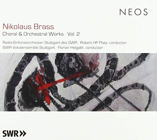 A CD cover featuring abstract black, white, and red artwork on a white background.