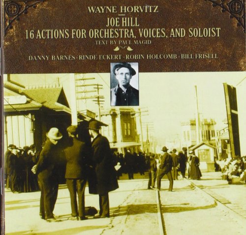 "CD cover with sepia-toned image of men on a street and a portrait."