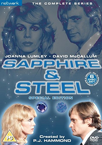 "Sapphire and Steel DVD cover featuring headshots of two men and two women."